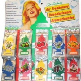 AROMATIZANTE (U48100)  AROMATIZANTE AUTOMOTRIZ FRAGANCIAS MIXTAS FORMA DE PINO  LITTLE TREE CARTERA C/48 PIEZAS