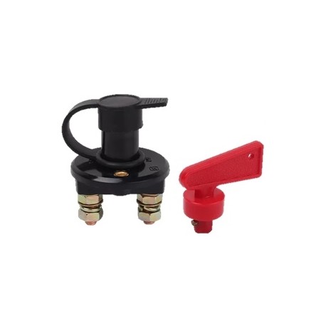 ACCESORIO (843007) INTERRUPTOR CORTADOR CORRIENTE 2 TORNILLO COLOR NEGRO C/LLAVE ROJO DESMONTABLE